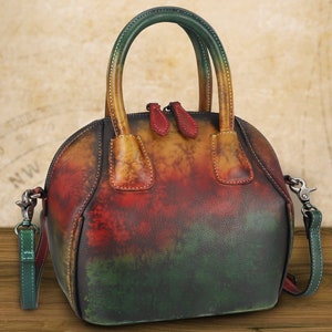 Genuine Leather Handbags for Women Top Handle Satchel Purses Handmade Retro Crossbody Bags Customized Ladies Purse