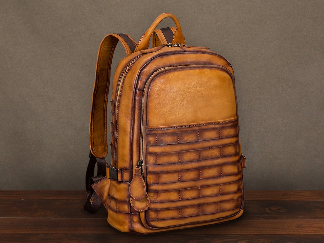 Genuine Leather Backpack Purse Vintage Casual Daypack Retro College Bag
