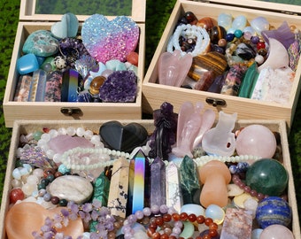 Personalized Zodiac Crystal Box, Zodiac Mystery Crystal Scoop, Random Lucky Crystal, Rocks and Minerals, Crystal Gift Box,Surprise Crystal