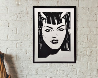Evil Girl - screen print on artist paper 290g, approx. 30x40cm
