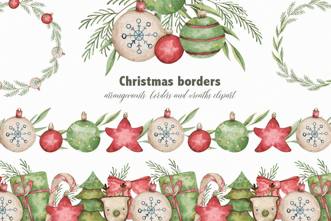 Watercolor Borders Clipart,winter Png Clipart Digital Download,hand ...