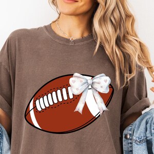 Comfort colors tshirt football mom, Comfort Colors® Cute Football Mom Shirt, Custom Mascot Bow Shirt, football comfort colors shirt
