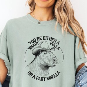 Comfort Colors Retro Smart Fella Capybara Shirt, Funny Capybara Vintage T-shirt, Vintage 90s Shirt, Washed Shirt, Vintage Distressed Shirt