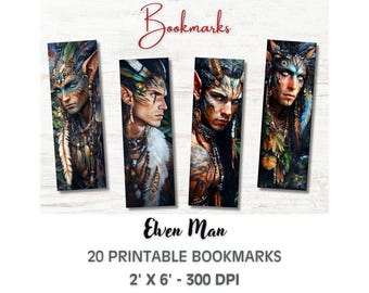 Marcapáginas de fantasía de Elven Man: Arte mítico de cuentos de hadas (Descarga digital, PNG/JPG)