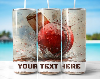 Personalized Cricket Ball 20oz Tumbler Wrap: Seamless PNG Design (Digital Download)