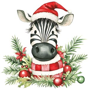 Weihnachten Zebra Clipart, 14 JPG, Whimsical Xmas Clip Art, Papiermodelle, Kartenherstellung, Scrapbook-Bilder, digitaler Download, kommerzielle Nutzung