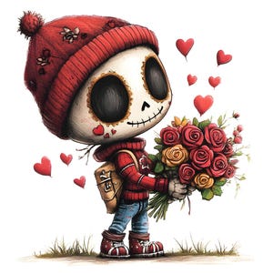 Valentine Voodoo Doll Clipart, Valentine&#39;s Day Sublimation, Paper Craft, Card Making, Scrapbooking, Digital Download, Commercial Use