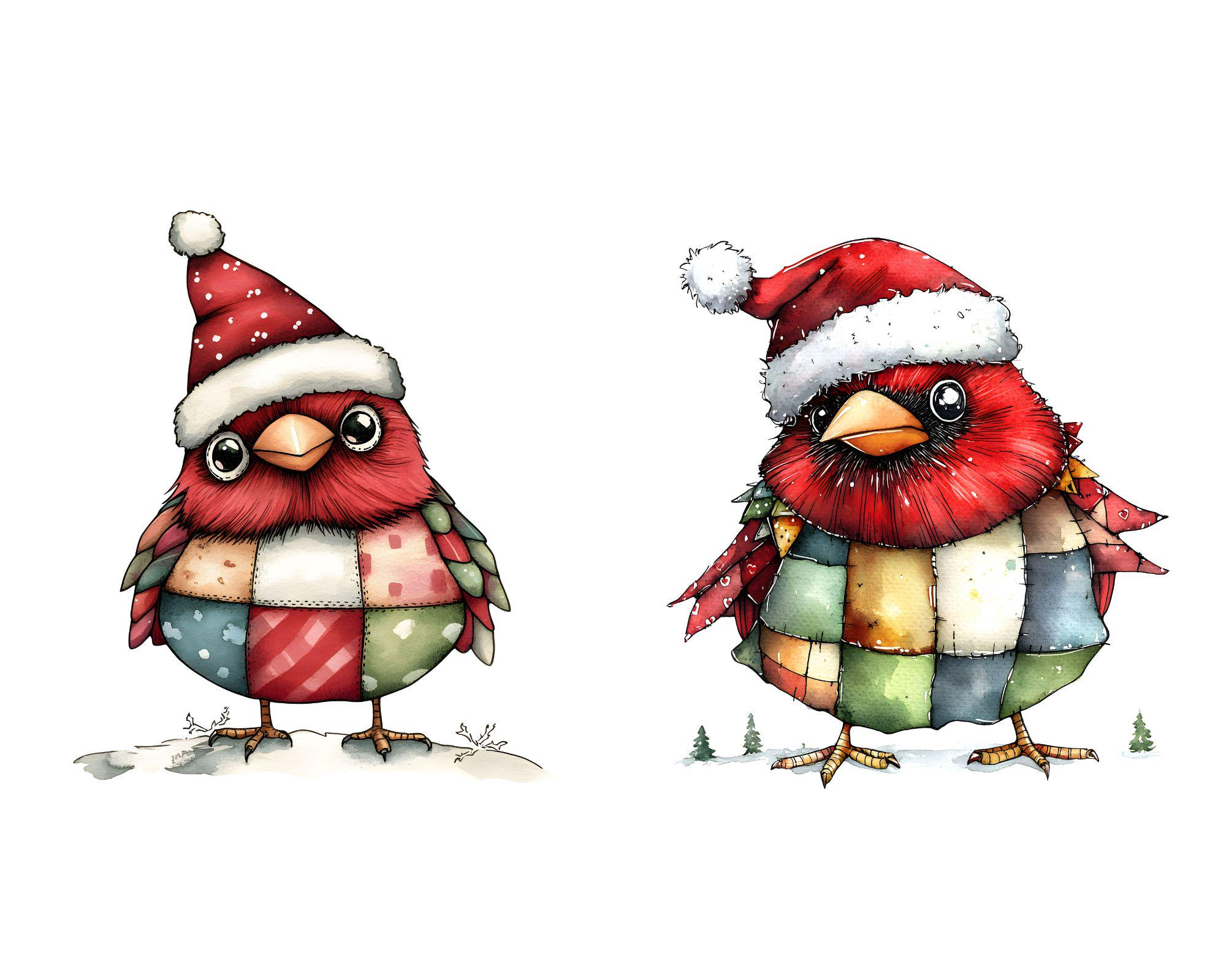 Whimsy Cardinal Vector Christmas Cardinal Clipart: Whimsical Xmas Bird JPG (digital Download ...