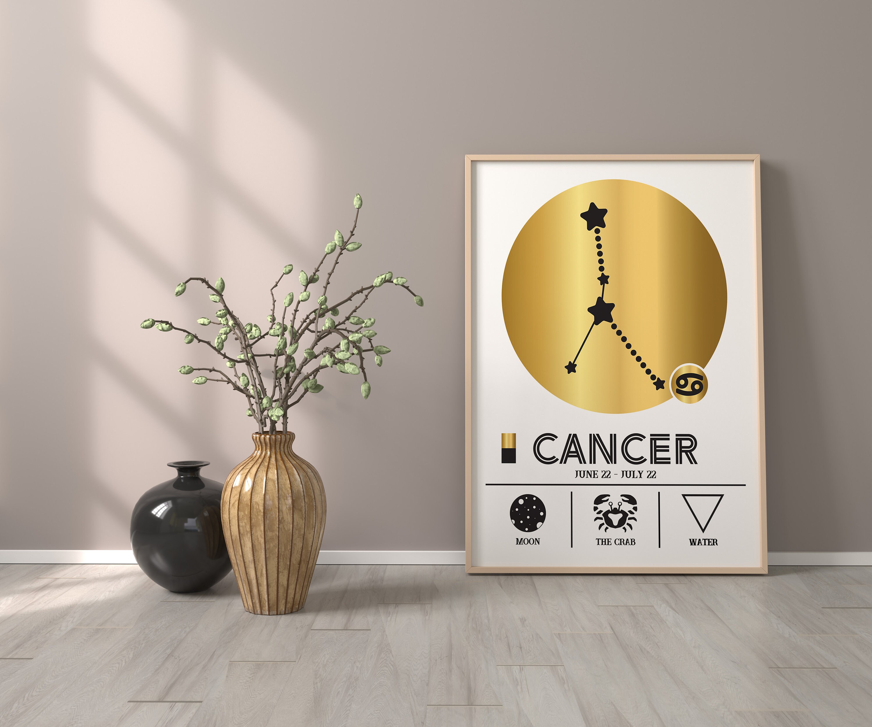 Cancer Zodiac Poster Cancer Wall Art Zodiac Poster Etsy