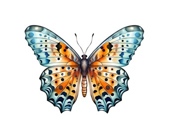Clipart papillon aquarelle : 24 images PNG pour le scrapbooking (téléchargement numérique)
