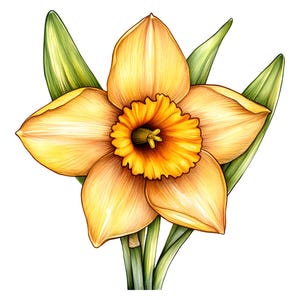 Watercolor Daffodil Clipart, 12 PNG, Daffodil Illustration, Sublimation Graphics, Card Making, Scrapbooking, Paper Craft, Digital Download