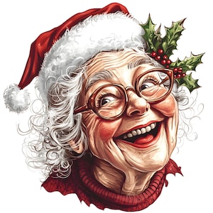 Clipart de anciana navideña, 12 JPG, clip art divertido de abuela, fabricación de tarjetas, manualidades con papel, álbumes de recortes, descarga digital, uso comercial