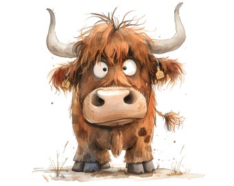 Lustig Highland Kuh Clipart, Kuh Illustration (digitaler Download)