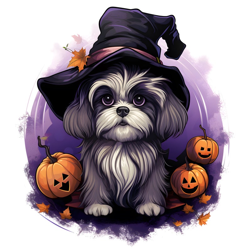 Watercolor Halloween Shih Tzu Clipart, Dog Art (jpgs) - Etsy