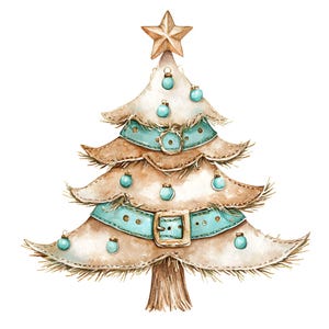 Western Christmas Tree Clipart: Cowboy Design (Digital Download)