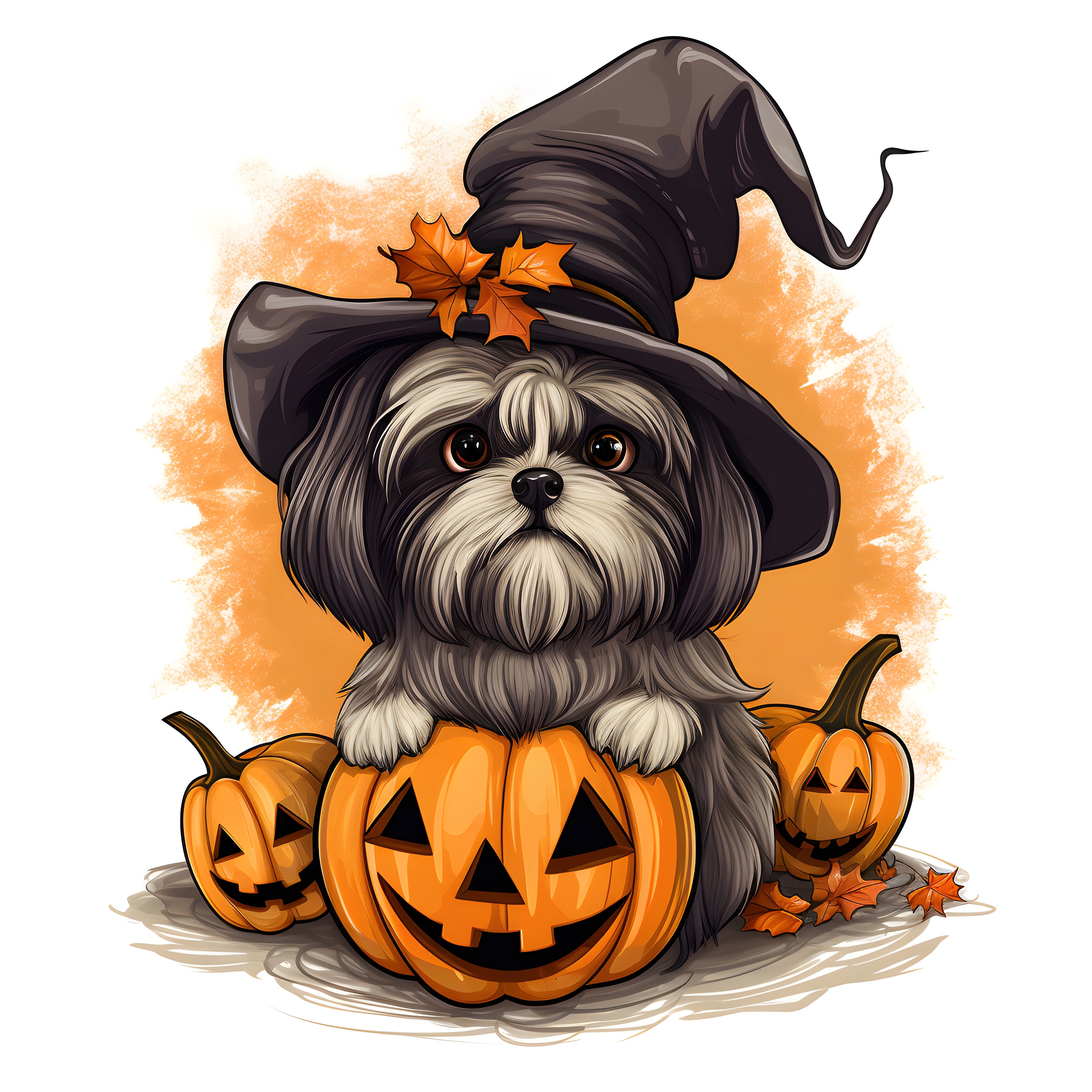 Watercolor Halloween Shih Tzu Clipart, Dog Art (jpgs) - Etsy