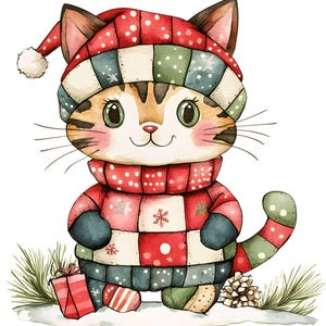 Clipart de chat de Noël mignon, 14 JPG, clipart de Noël fantaisiste, travaux manuels en papier, fabrication de cartes, images de scrapbooking, téléchargement numérique, usage commercial