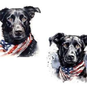 Watercolor Patriotic Mutt Dog Clipart, 10 High-quality Jpgs, 4th of ...