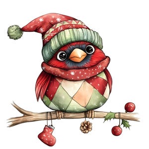 Christmas Cardinal Clipart, 14 JPG, Whimsical Xmas Clip Art, Papiermodelle, Kartenherstellung, Scrapbook-Bilder, digitaler Download, kommerzielle Nutzung