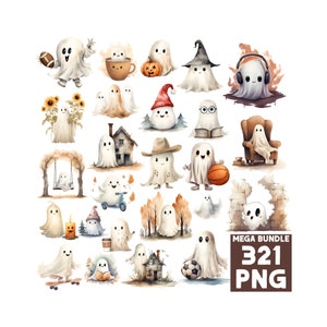 Mega Bundle Ghost Clipart, Ghost Png, Halloween Clipart, Sublimation Ghost, Cute Ghost Png, Funny Ghost, Digital Paper Craft, Commercial Use