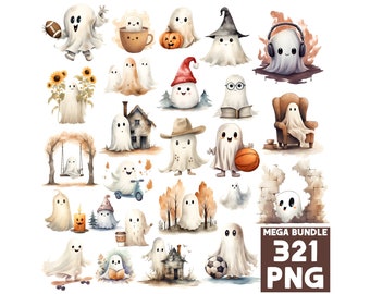 Halloween Ghost Clipart Mega Bundle, 321 PNG-Bilder (Kommerzielle Nutzung)