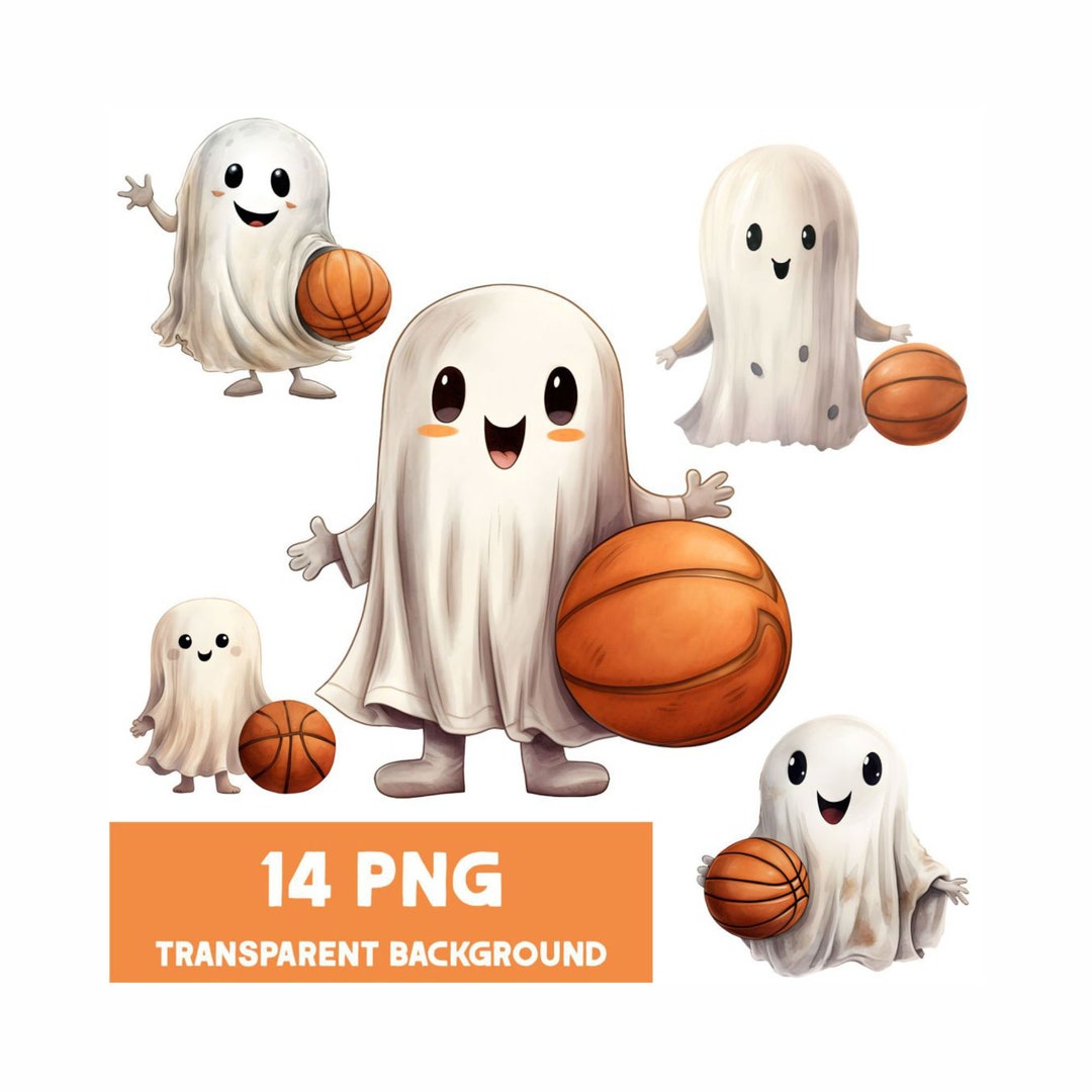 Cute Ghost PNG Ghost Clipart Basketball Ghost Halloween Etsy