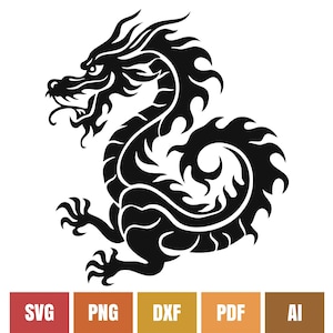 Drago cinese 4 SVG, testa di drago, vettore di sagoma di drago, capodanno cinese, file Cricut, file di taglio, sublimazione, stencil, uso commerciale