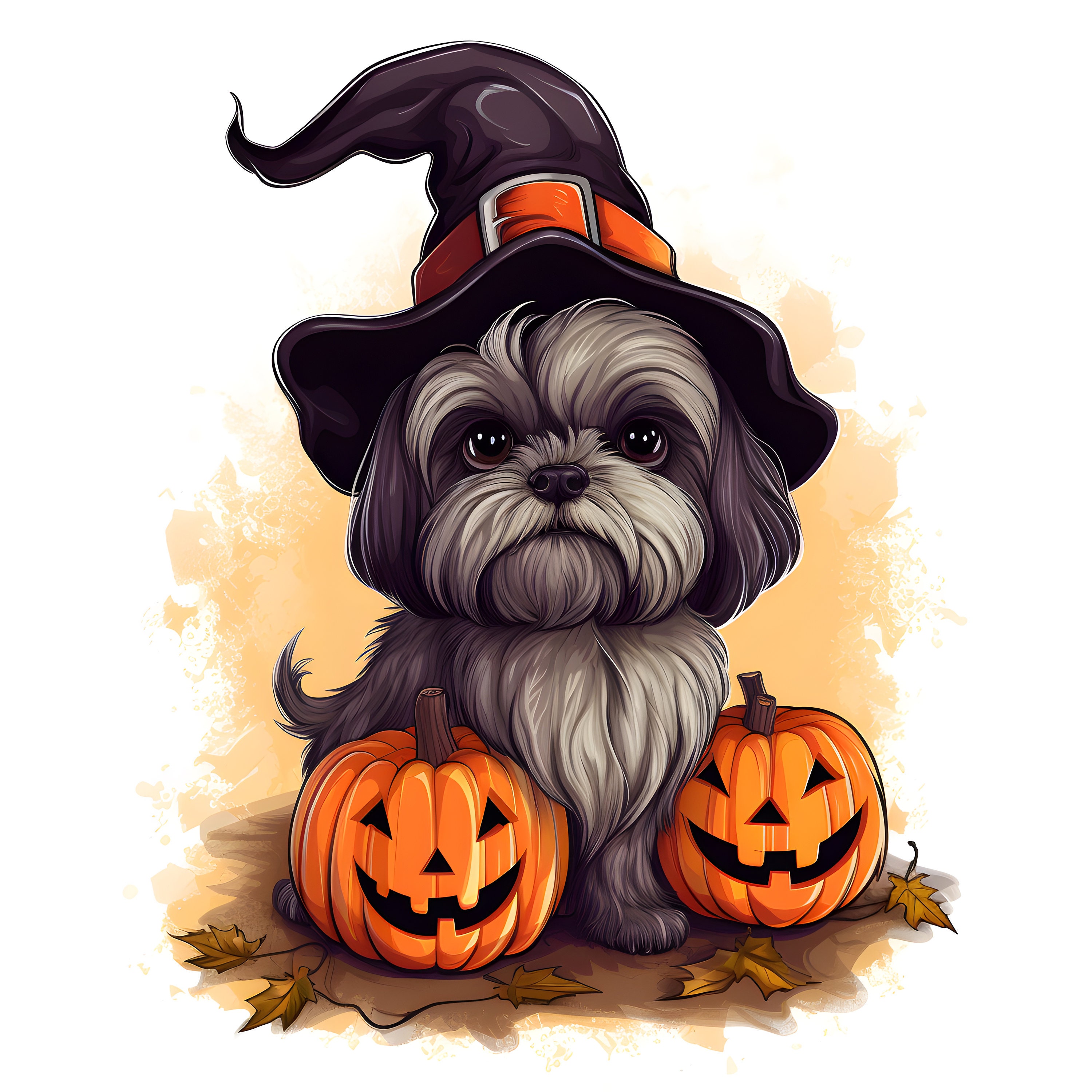 Watercolor Halloween Shih Tzu Clipart, Dog Art (jpgs) - Etsy