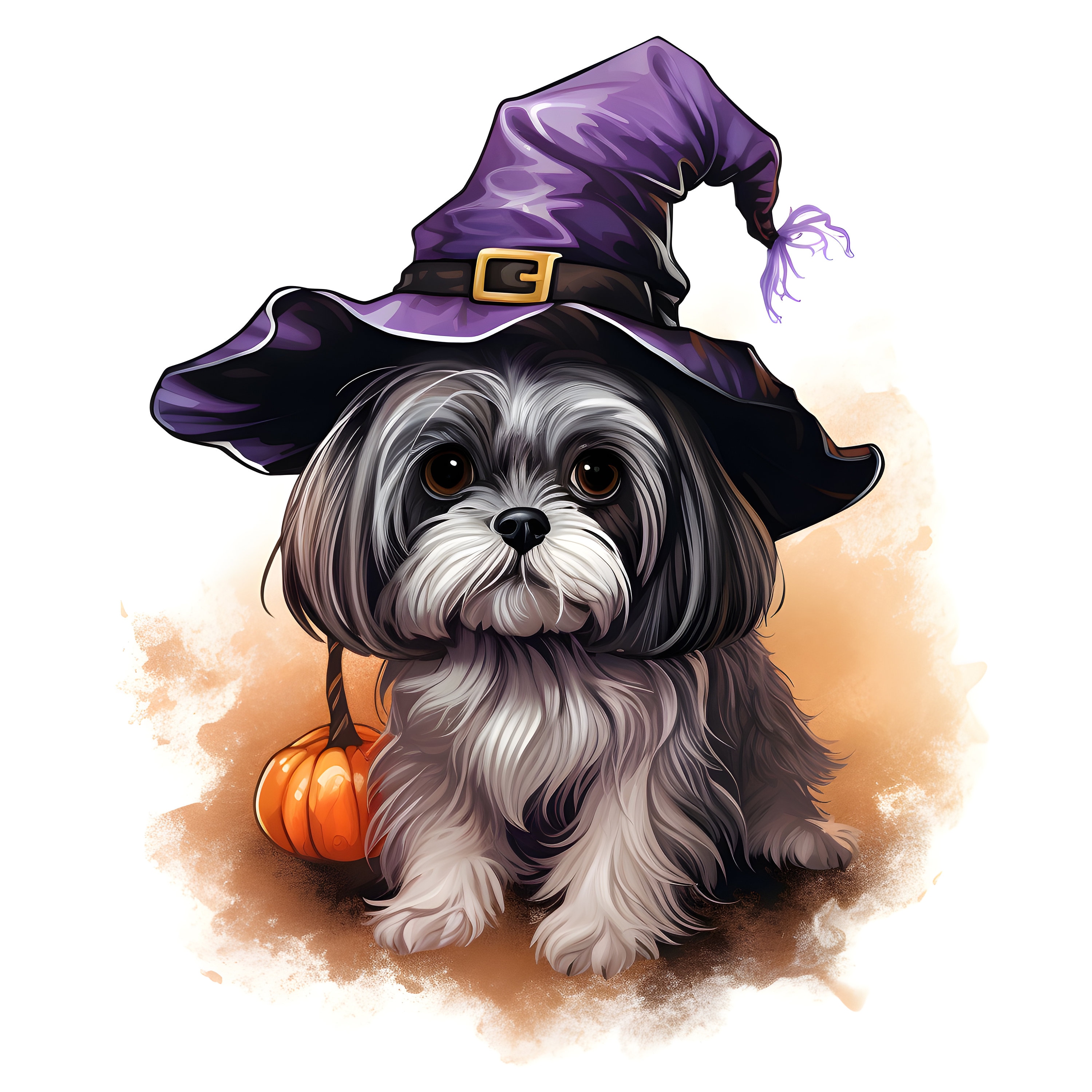 Watercolor Halloween Shih Tzu Clipart, Dog Art (jpgs) - Etsy