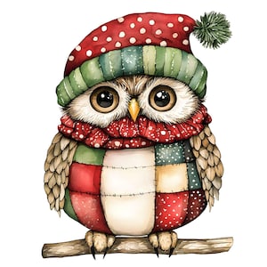 Niedliche Eule Weihnachten Clipart, 14 JPG, Whimsical Xmas Clip Art, Papier Handwerk, Kartenherstellung, Scrapbook Bilder, Digitaler Download, Kommerzielle Nutzung
