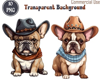 French Bulldog Clipart: Cowboy Dog PNG Images (Digital Download)