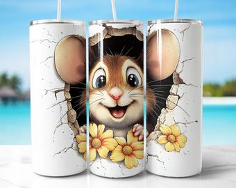 Mouse In Hole 20oz Tumbler Wrap: Seamless PNG Design (Digital Download)