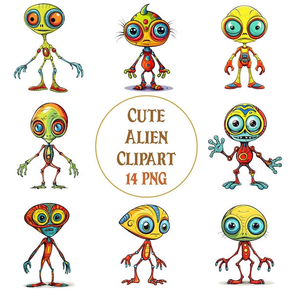 Alien Clipart, Alien PNG, Cute Alien, Funny Alien, Alien Sublimation, Digital Paper Craft, Digital Download, Commercial Use