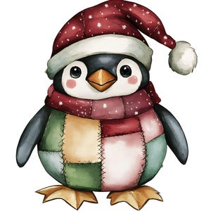 Clipart de pingüino navideño, 14 JPG, imágenes prediseñadas navideñas extravagantes, manualidades con papel, creación de tarjetas, imágenes de álbumes de recortes, descarga digital, uso comercial