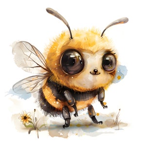 Lustige Bienen Clipart, 24 hochwertige JPG, Skurrile, schrullige, Aquarell Biene, Digitale Papier Handwerk, Kartenherstellung, Scrapbooking, Kommerziell