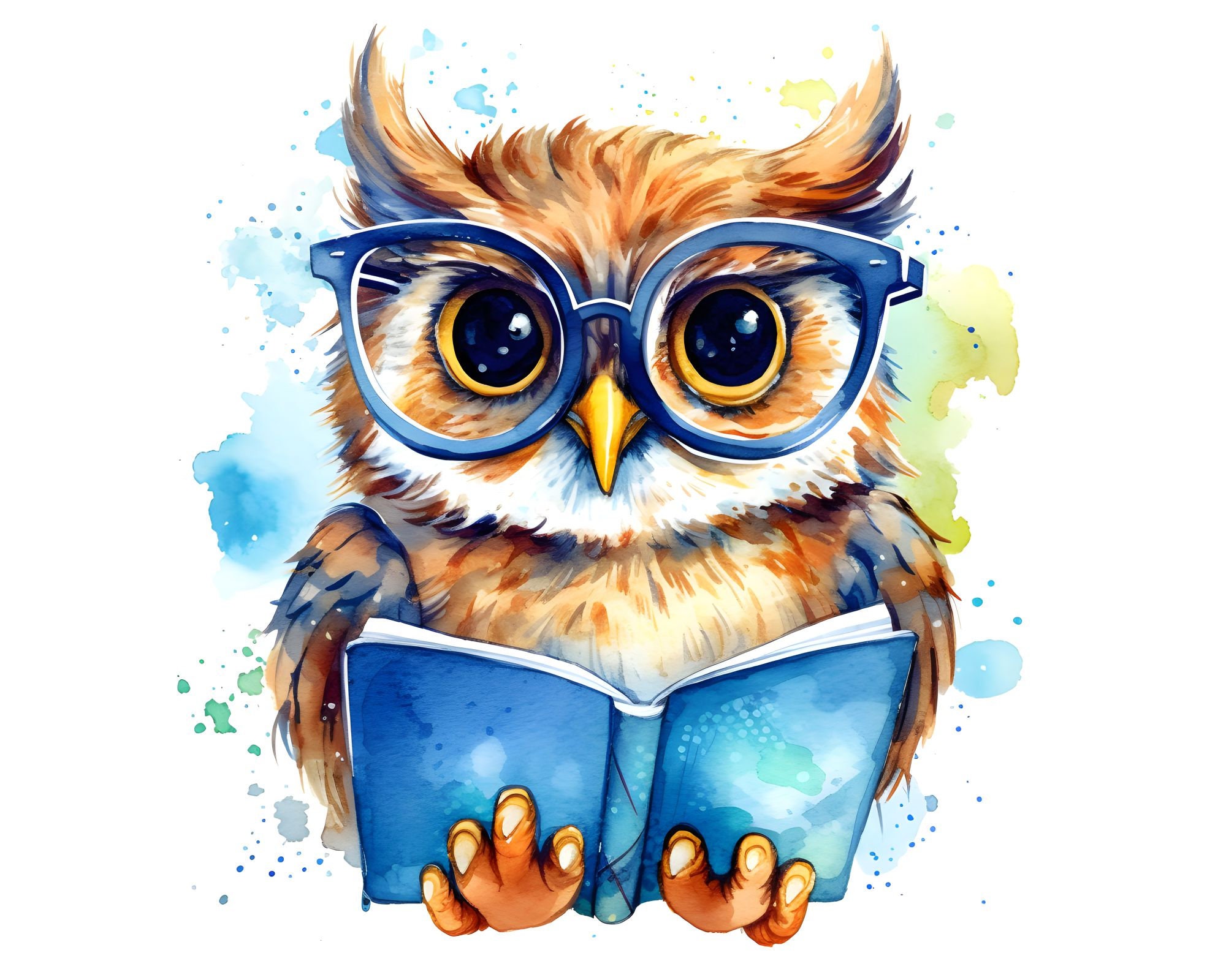 Aquarell Bücherwurm Eule Clipart: 14 JPG Collagenbilder (Kommerzielle  Nutzung) - Etsy Schweiz, image size:2000x1600