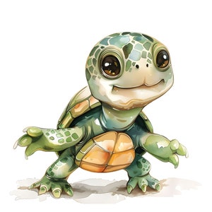 Skurrile Baby Schildkröte Clipart, 24 JPG Aquarell-Dateien für Scrapbooking, Kartenherstellung & Basteln, digitaler Download, kommerzielle Nutzung