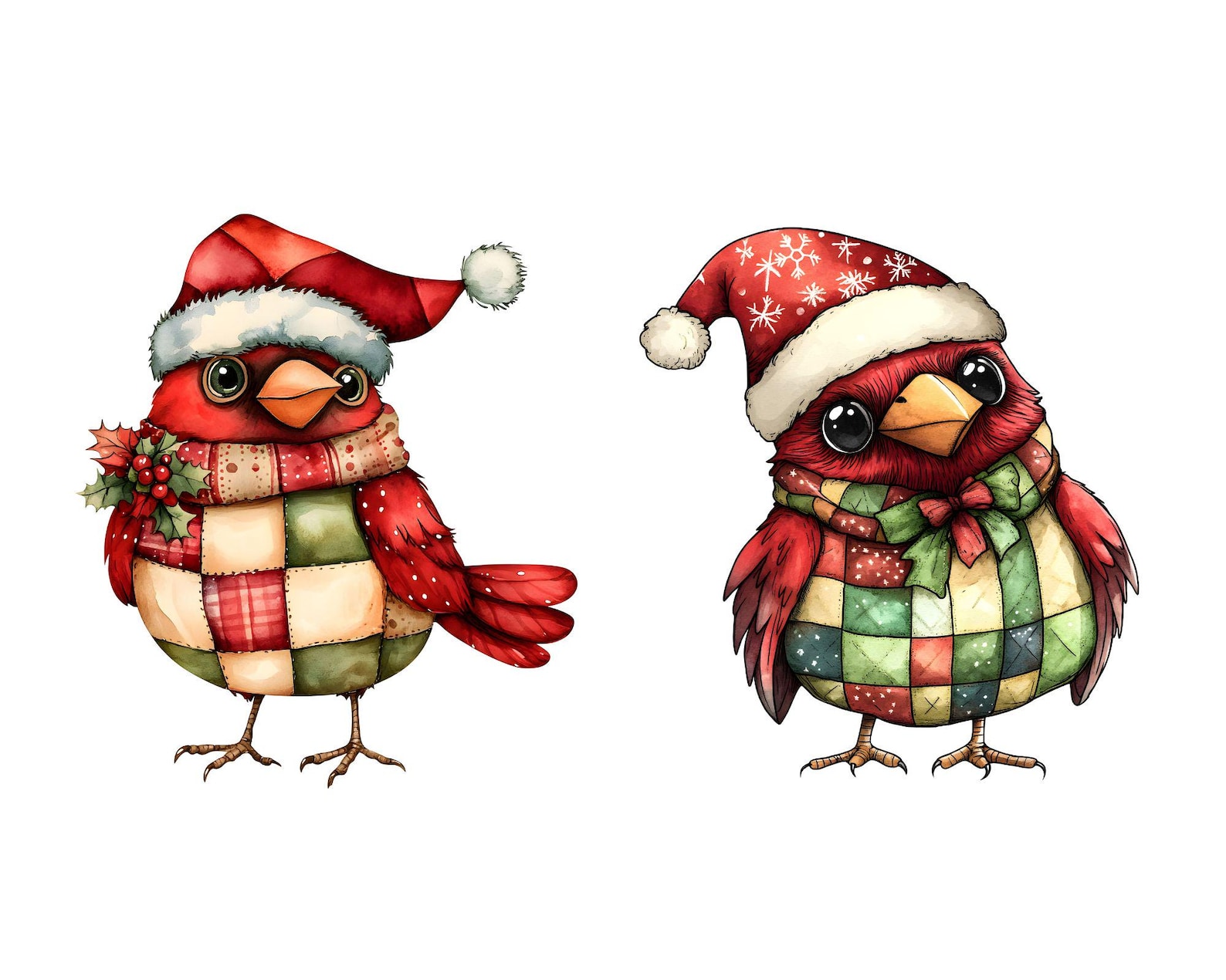 Whimsy Cardinal Vector Christmas Cardinal Clipart: Whimsical Xmas Bird JPG (digital Download ...