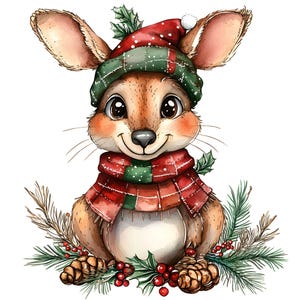 Clipart kangourou de Noël, 14 JPG, clipart Noël fantaisiste, travaux manuels en papier, fabrication de cartes, images de scrapbooking, téléchargement numérique, usage commercial