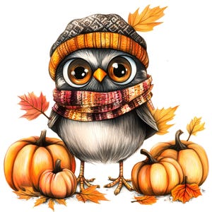 Autumn Birds Clipart, 14 JPG, Cute Bird Fall Clip Art, Paper Crafting, Card Making, Scrapbooking, Digital Download, Commercial Use
