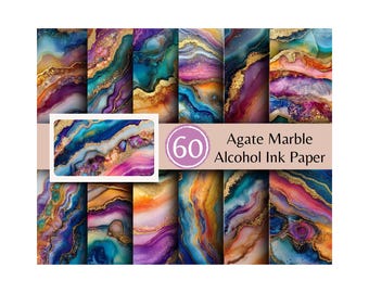 Agate Marble Gold Glitter Digital Paper: 60 Elegant JPGs (Digital Download)