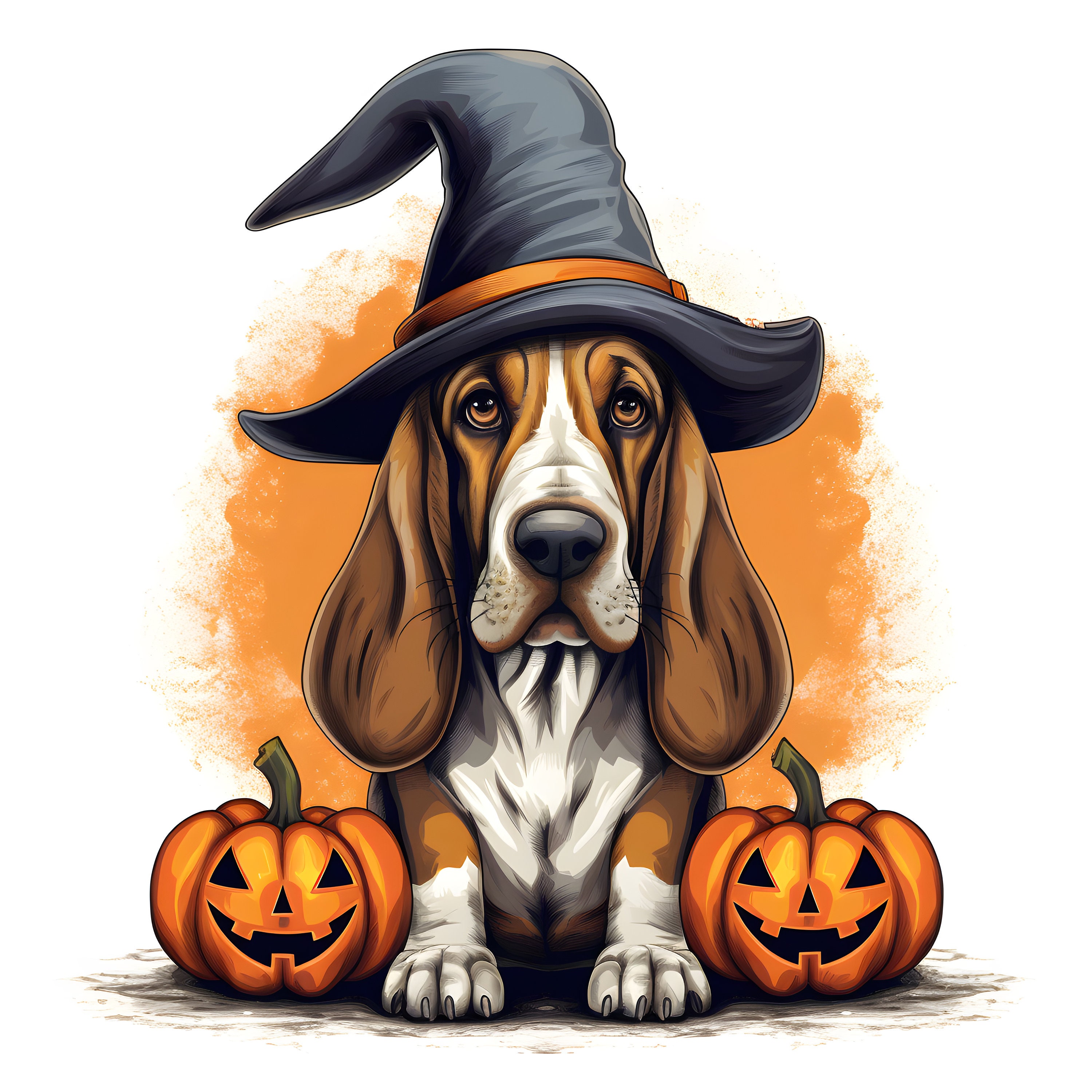 Halloween Basset Hound Clipart 12 Jpgs Watercolor Halloween - Etsy