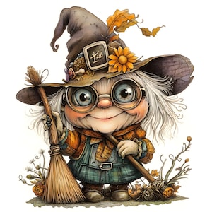 Old Lady Witch Clipart, 18 JPG, Halloween Witch Clip Art, Paper Craft, Card Making, Scrapbook Images, Digital Download, Commercial Use