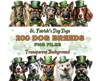 St Patrick's Day Dogs, Dogs PNG Clipart, Dog Bundle, Sublimation Dogs, Leprechaun Hat, St Patrick PNG, Irish Clipart, Commercial Use