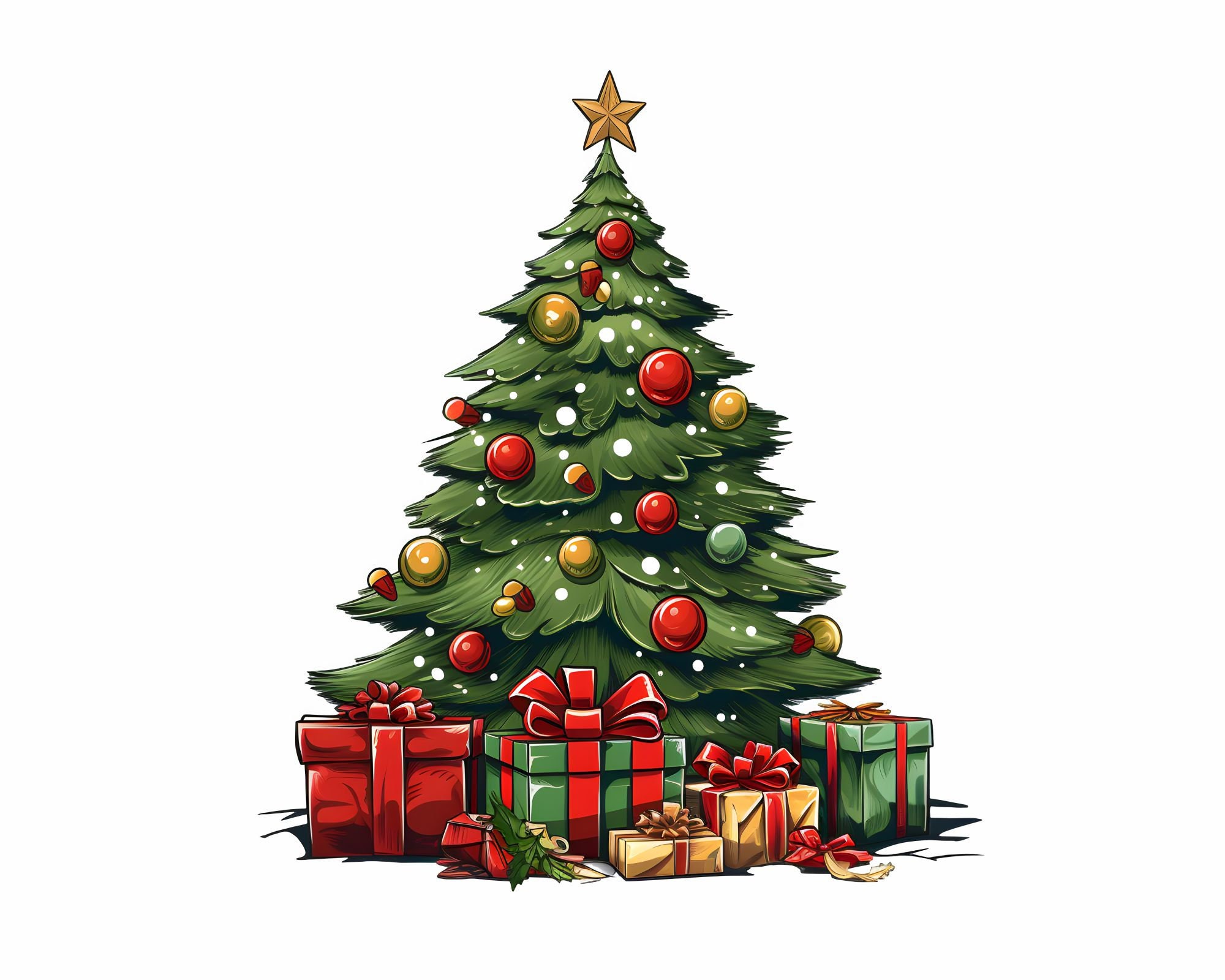 Christmas Tree Clipart, 12 High Quality PNG, Christmas Tree Sublimation, Clip Art PNG, Digital 