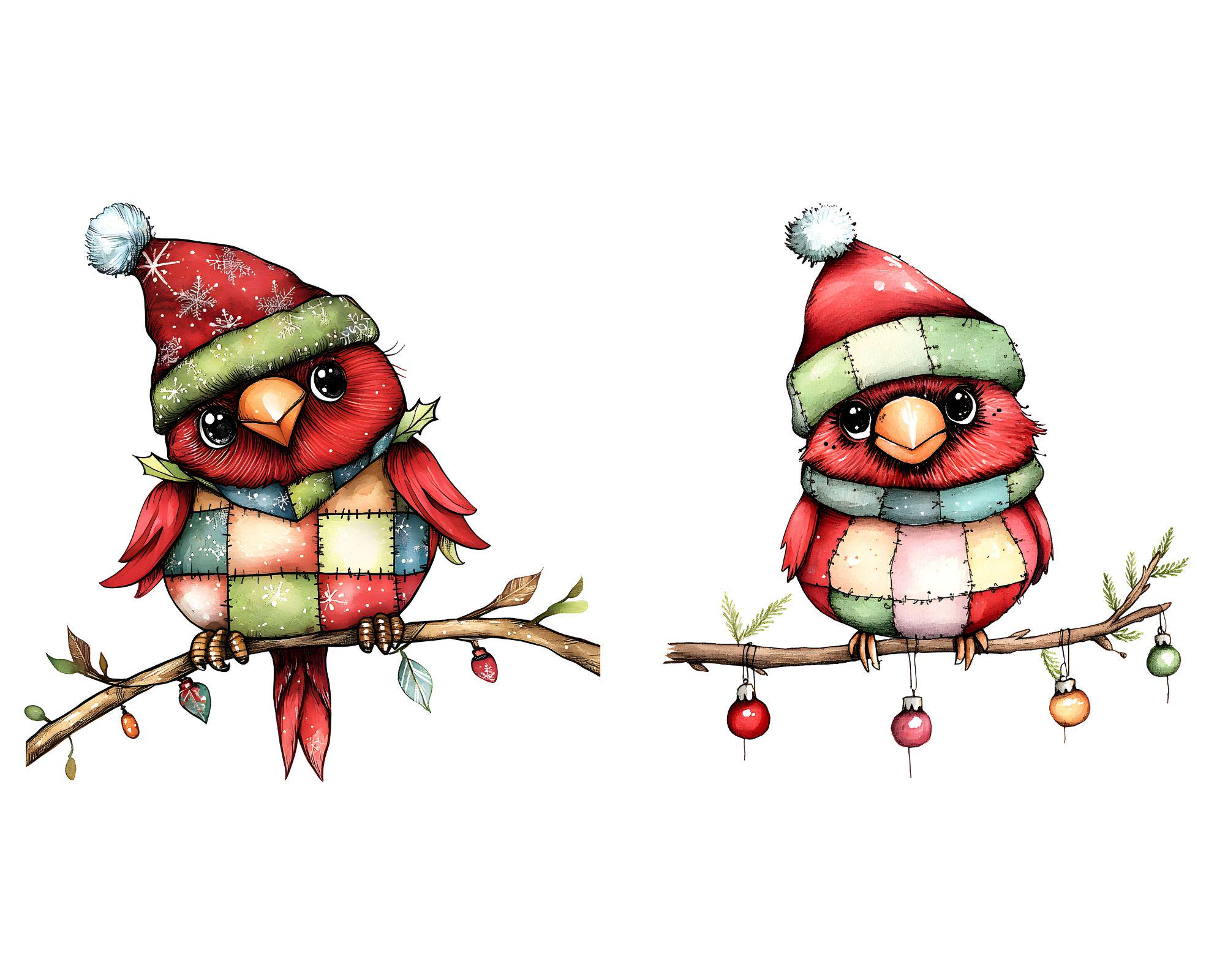 Whimsy Cardinal Vector Christmas Cardinal Clipart: Whimsical Xmas Bird JPG (digital Download ...