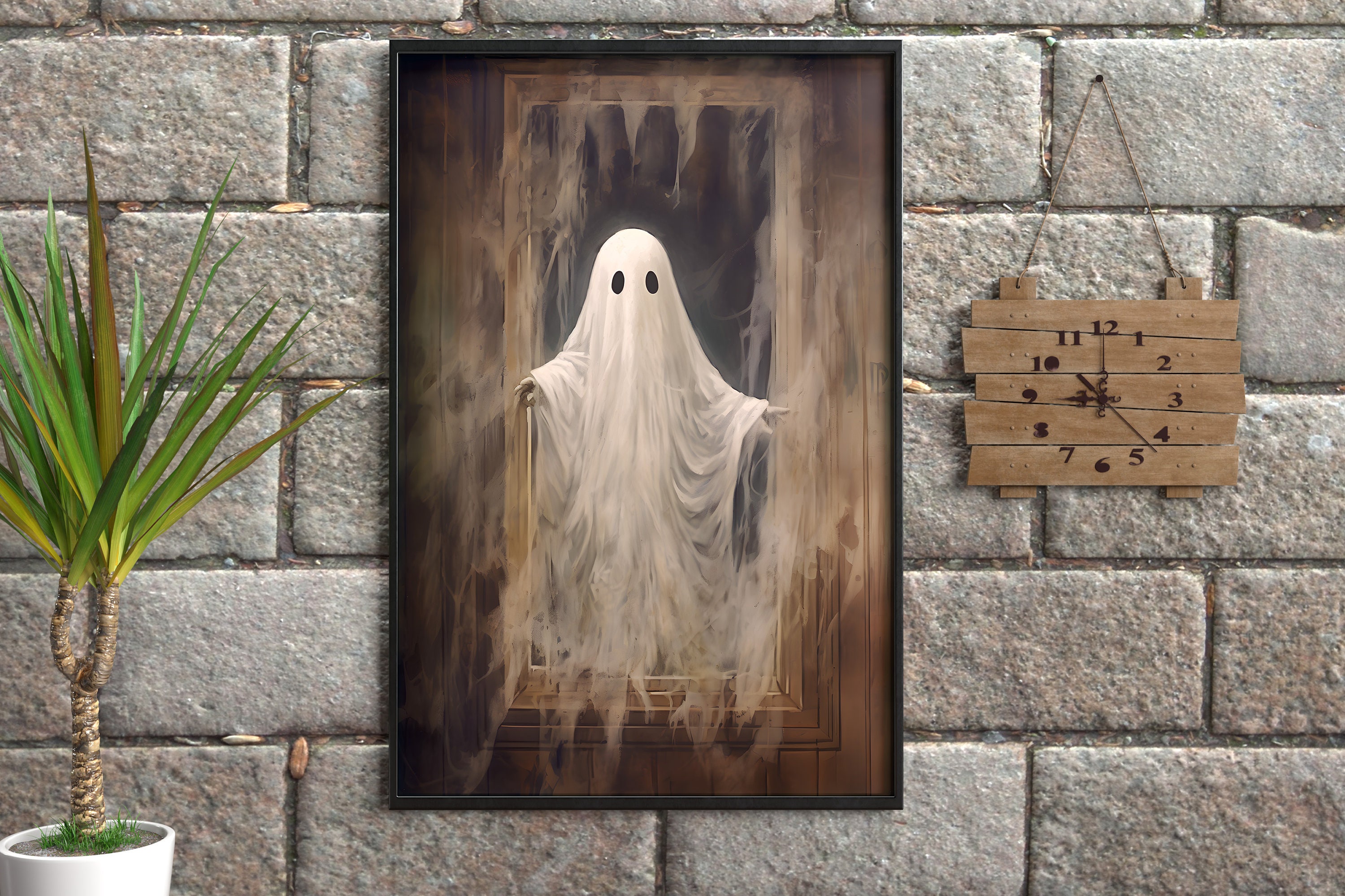 Ghost Halloween Printable Wall Art, Ghost Art Print, Halloween Wall ...