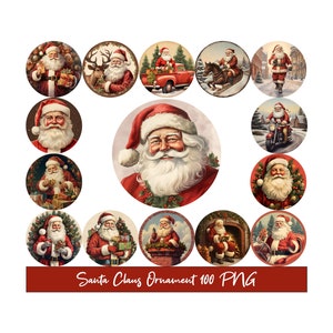 Enfeite de Papai Noel, 100 PNG, Papai Noel, Aquarela Papai Noel, Sublimação de Papai Noel, Sublimação de Natal, Pacote de Enfeites, Uso Comercial