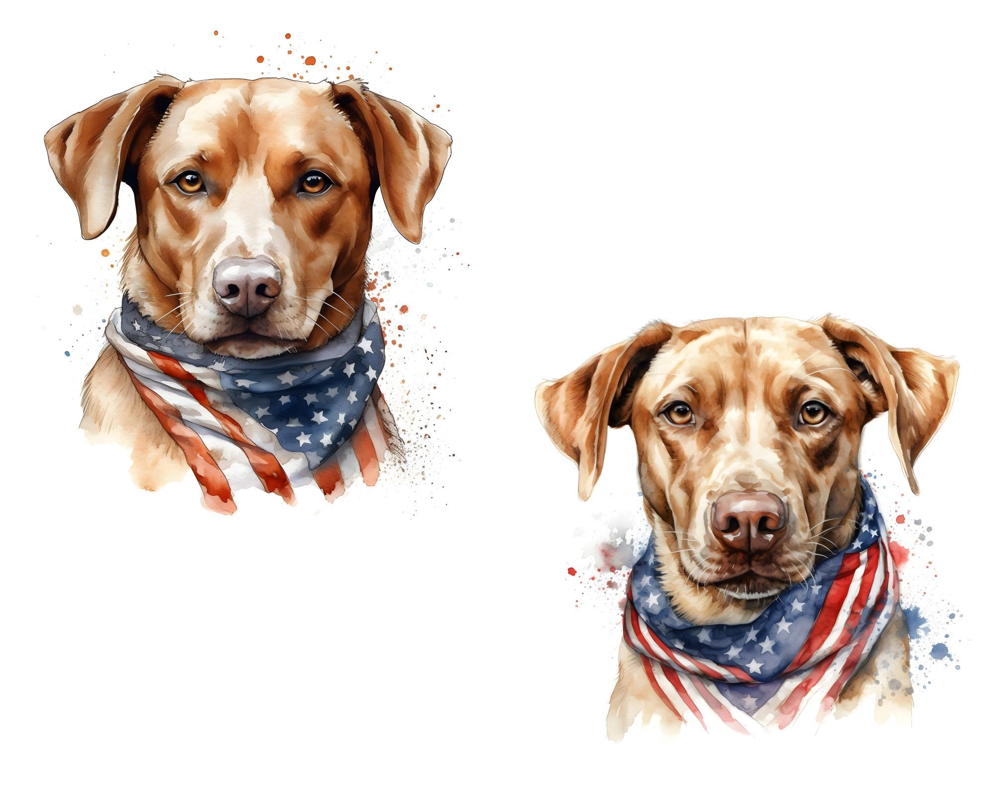 Watercolor Patriotic Mutt Dog Clipart, 10 High-quality Jpgs, 4th of ...