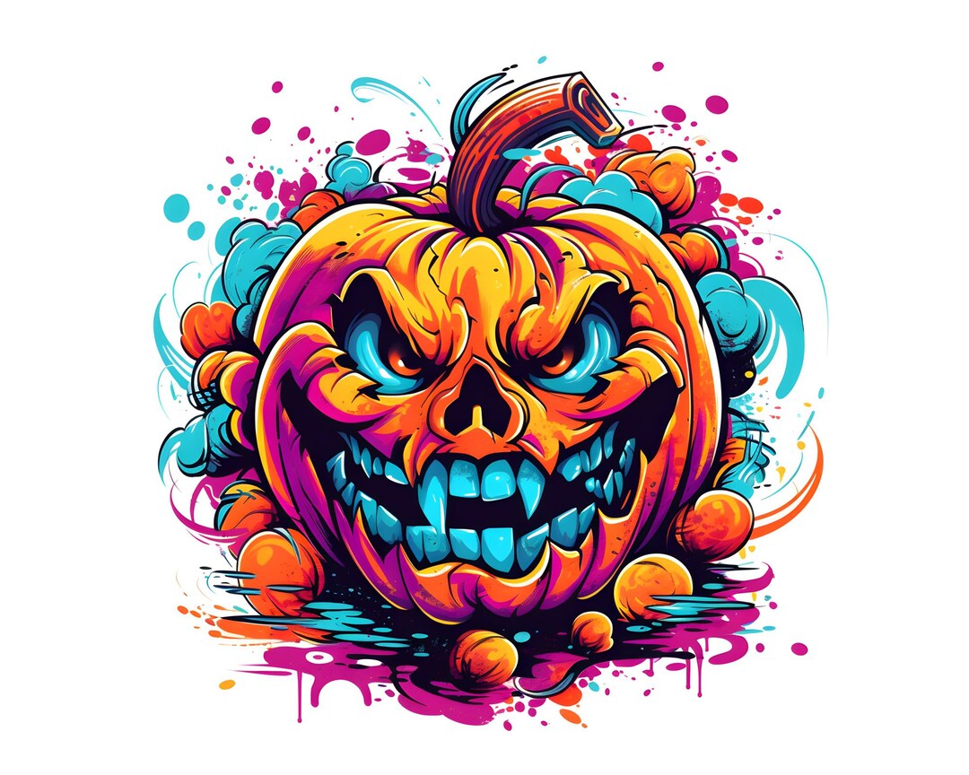 Halloween Pumpkin Graffiti Clipart: Watercolor Urban Art (digital ...